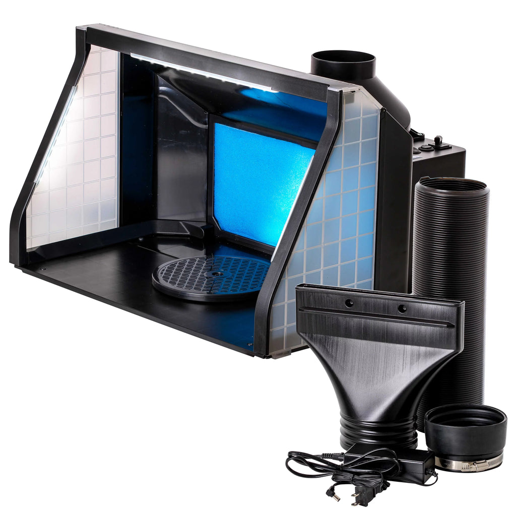 Hobby Dual Airbrush with Hose Extension (Extends Kit up to Spray Portable, 5.6 Lights, Feet) Booth Exhaust LED Fan,