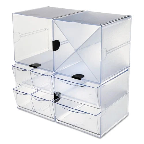 6, x Clear Drawers, Organizer, Order Each Cube Compartments, 6 4 Plastic, | 7.2 deflecto Stackable x 4 of 1