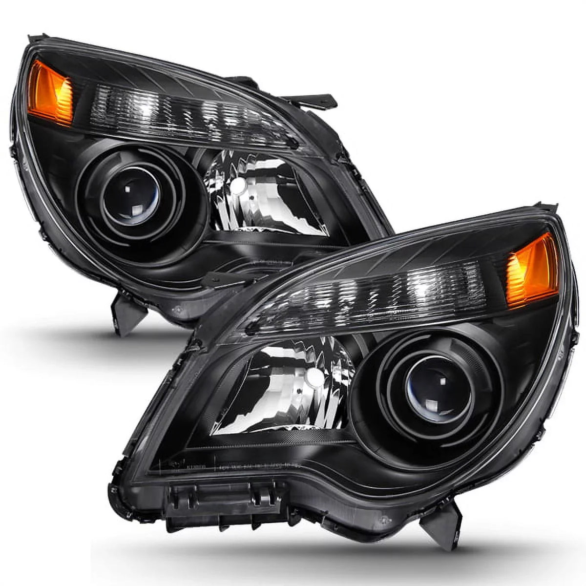 Projector 2013 Type 2011 2010 Chevy Headlight BLACK Set AKKON 2012 Headlamp 2014 Left For - Right 2015 Halogen Equinox &