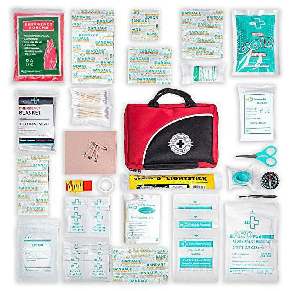 Sports, Bag Complete 160 with Aid Piece Supplies - Emergency Car, Medical First - stocked Camping, Kit Fully Travel, Survival | for Home, Office,