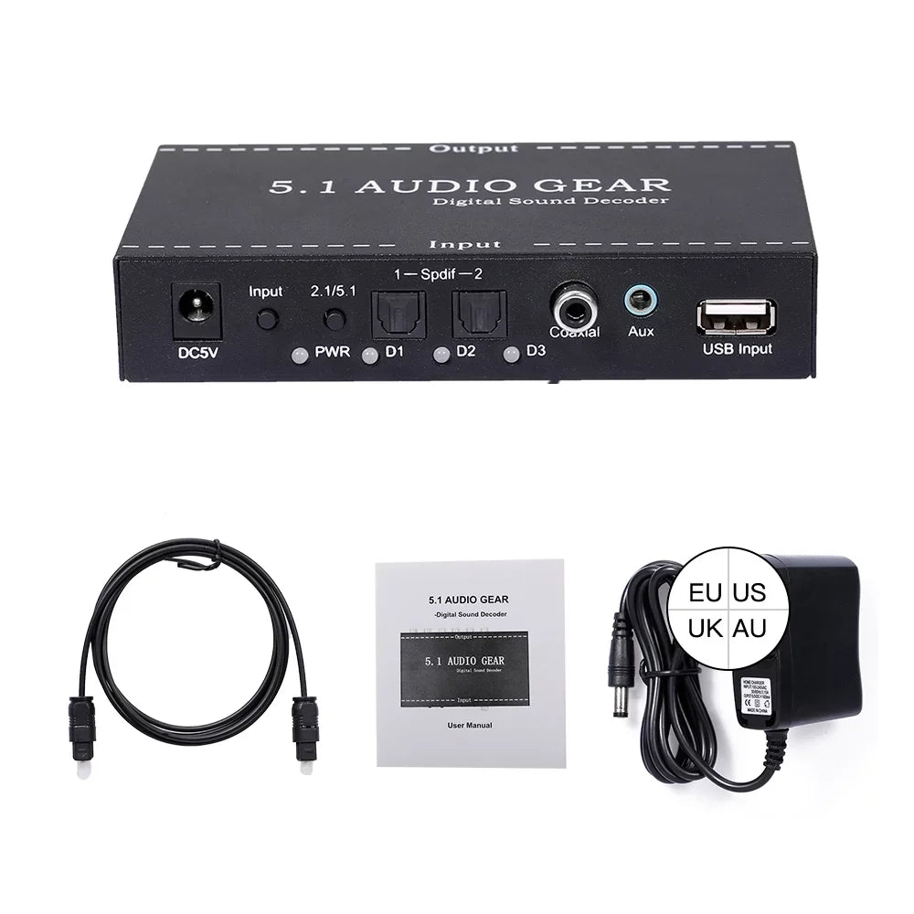 Noprm Audio Montloxs 3.5mm Converter Audio Digital Decoder NK-A6L Converter Dolby Sound Ajcoflt 5.1 Sound Sound Decoder,Audio Audio Audio US Nebublu Audio Decoder 3.5mm Audio Decoder Audio Decoder