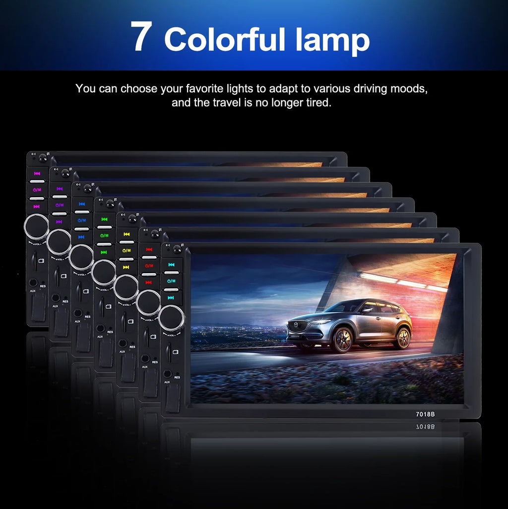 Din 2 Reversing MP5 HD Bluetooth Car Player Touch Double Camera with Player, Backup Inch Car Stereo 1080P Radio 7 Screen Video