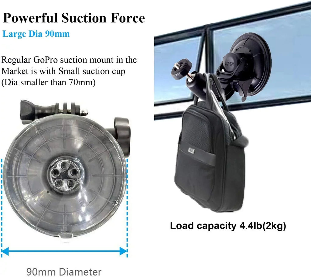 Car Gopro Safety Cup Mount Indoor with Outdoor 8 Tether 3+ Adapter 9 4 Stand Tripod 5 3 for 2 6 Session Suction 7 Hero