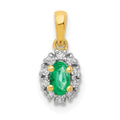 Pendant Rhodium and and Emerald QPM5252-EM-010-YA 14k Diamond Oval
