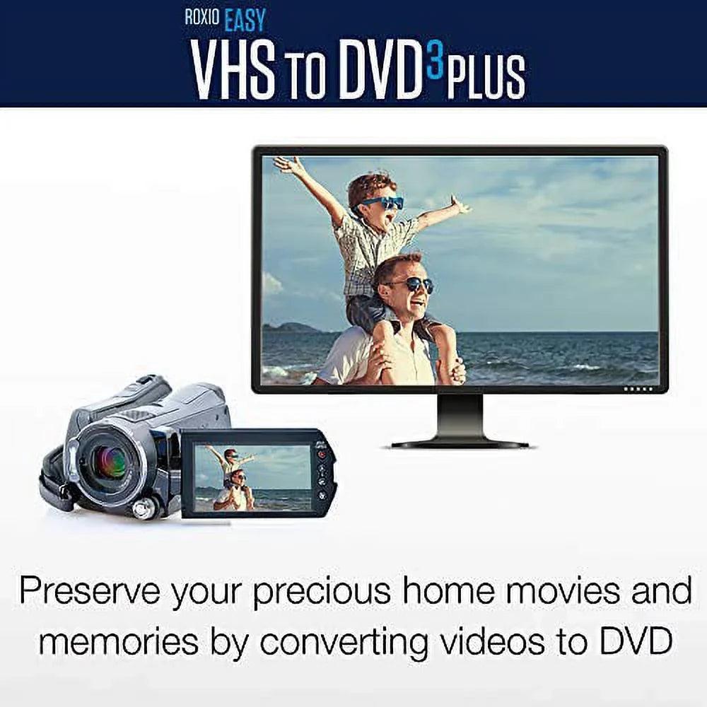VHS, | to VHS Bonus DVD 2 or V8 Converter to Hi8, | Plus DVD Easy Digital 3 DVDs Video Roxio
