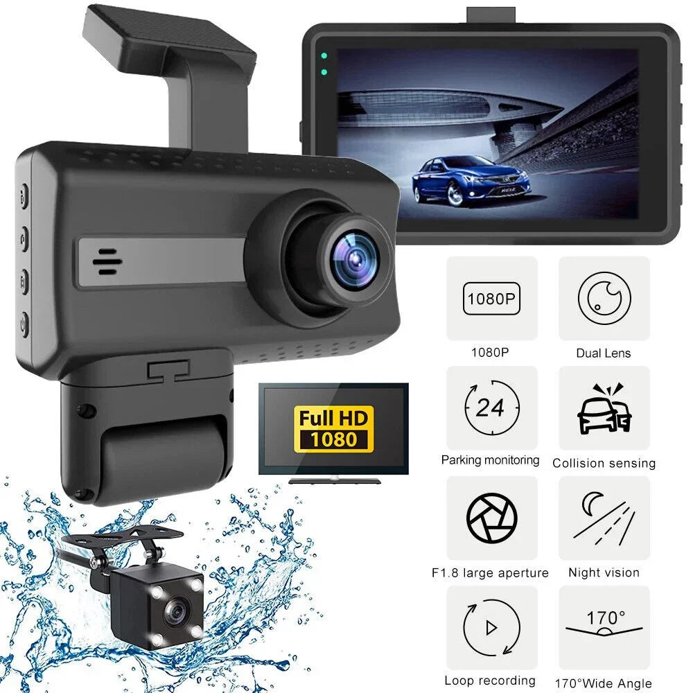 with Lens Front Recorder: Dash Camera DVR JahyShow Car Dual Rear Cam G and 1080P Sensor