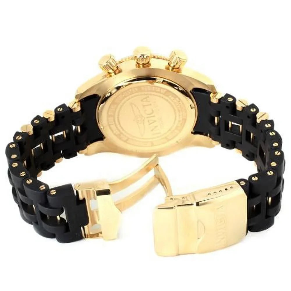 Rubber Gold Chronograph Dial Black Tone Collection Men's Spider Watch 0140 Strap Invicta
