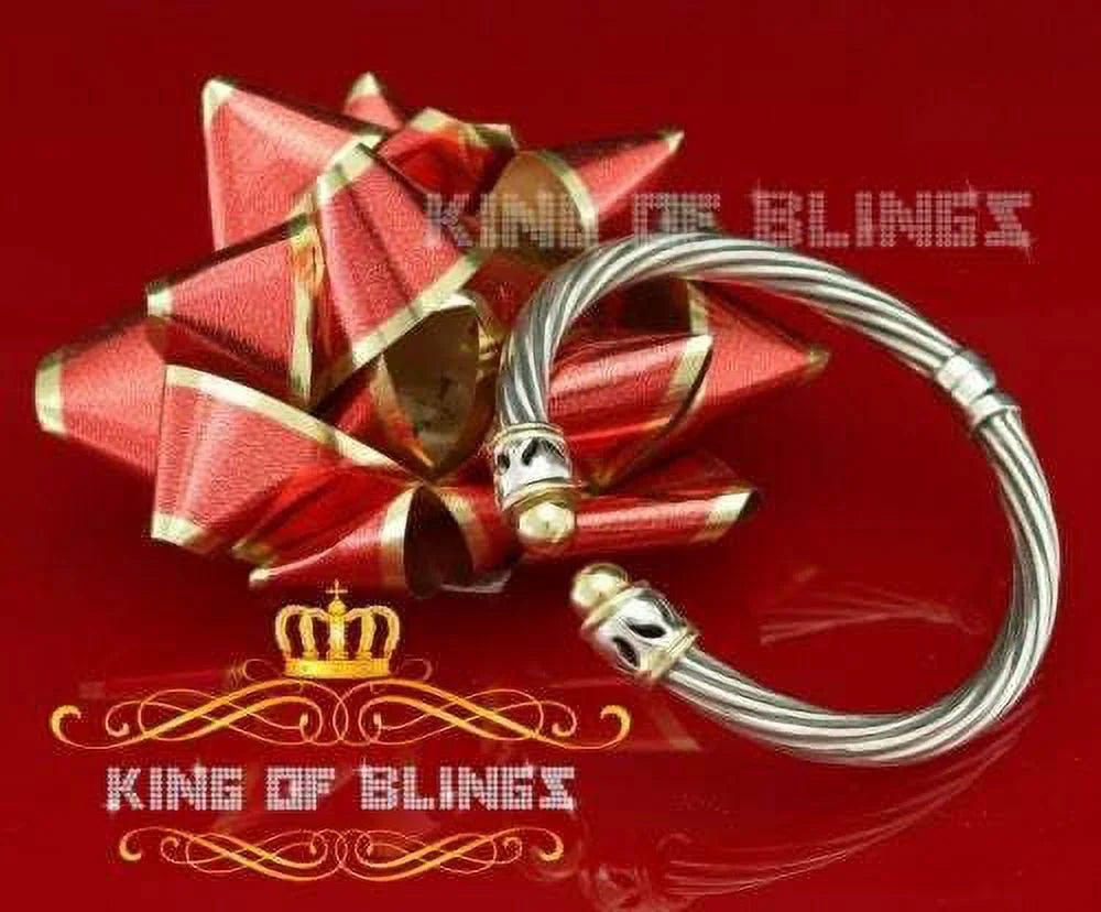 Cubic Stones for Of Zirconia Bangle Men/Womens Silver Inch King 7 Bling's Fashion Round