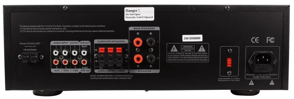 Bluetooth Ceiling Home Black 6.5" Receiver+4) Speakers RX55URIBT Theater