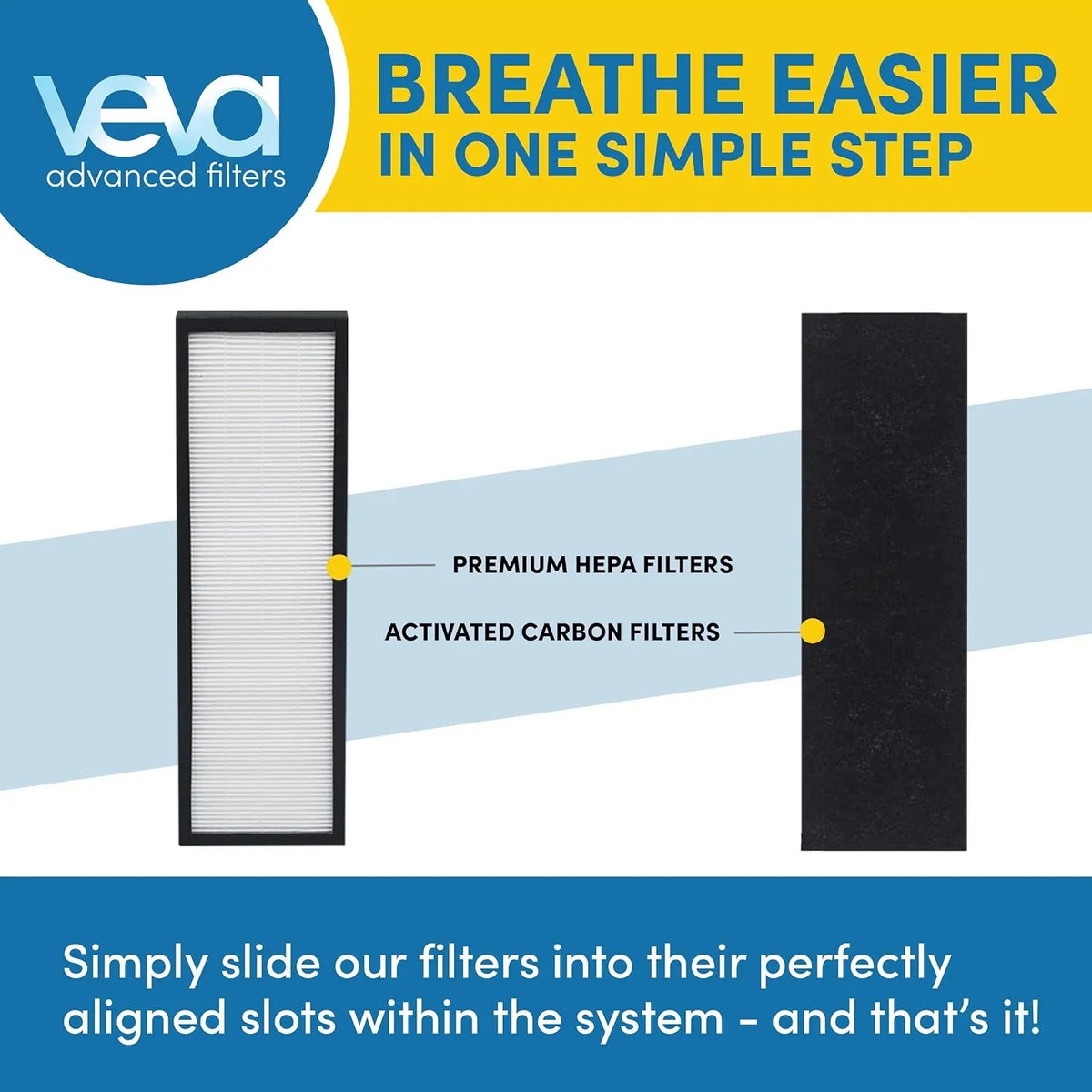 Pack 2 of Veva Pre-Filters Filter B 8 with Replacement, Carbon HEPA