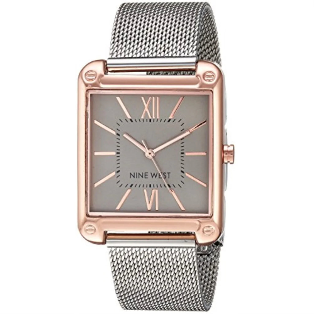 bracelet and nine silver-tone watch west gold-tone mesh women's rose