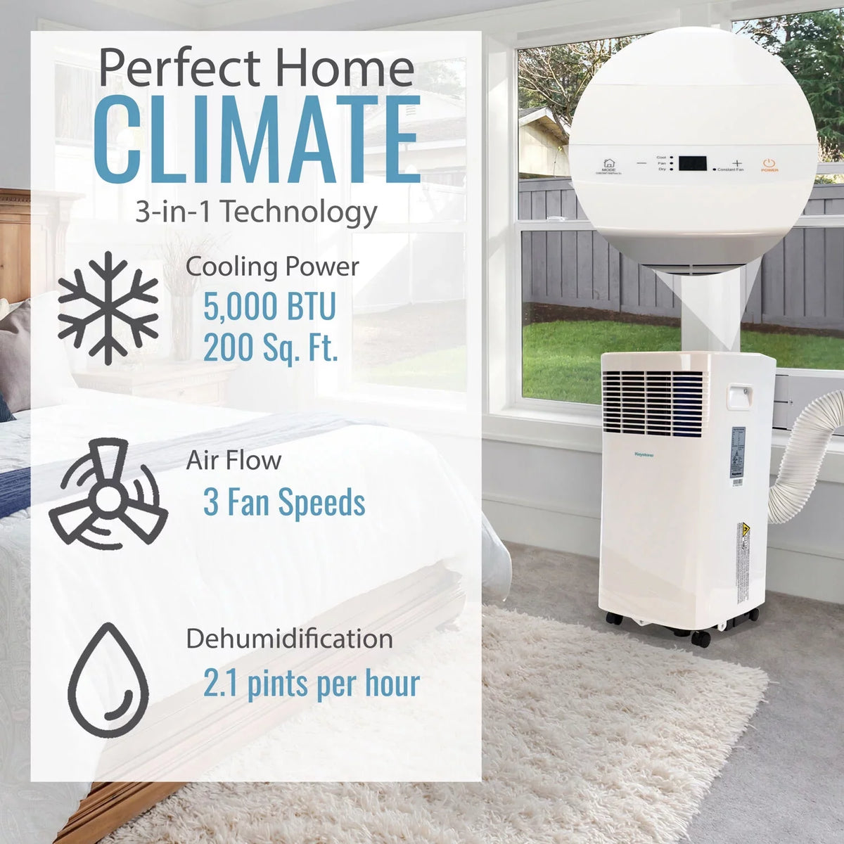 Sense I Keystone Air 115V BTU to for up with Sq. 5,000 Remote Portable Room Conditioner Ft. a Control 250