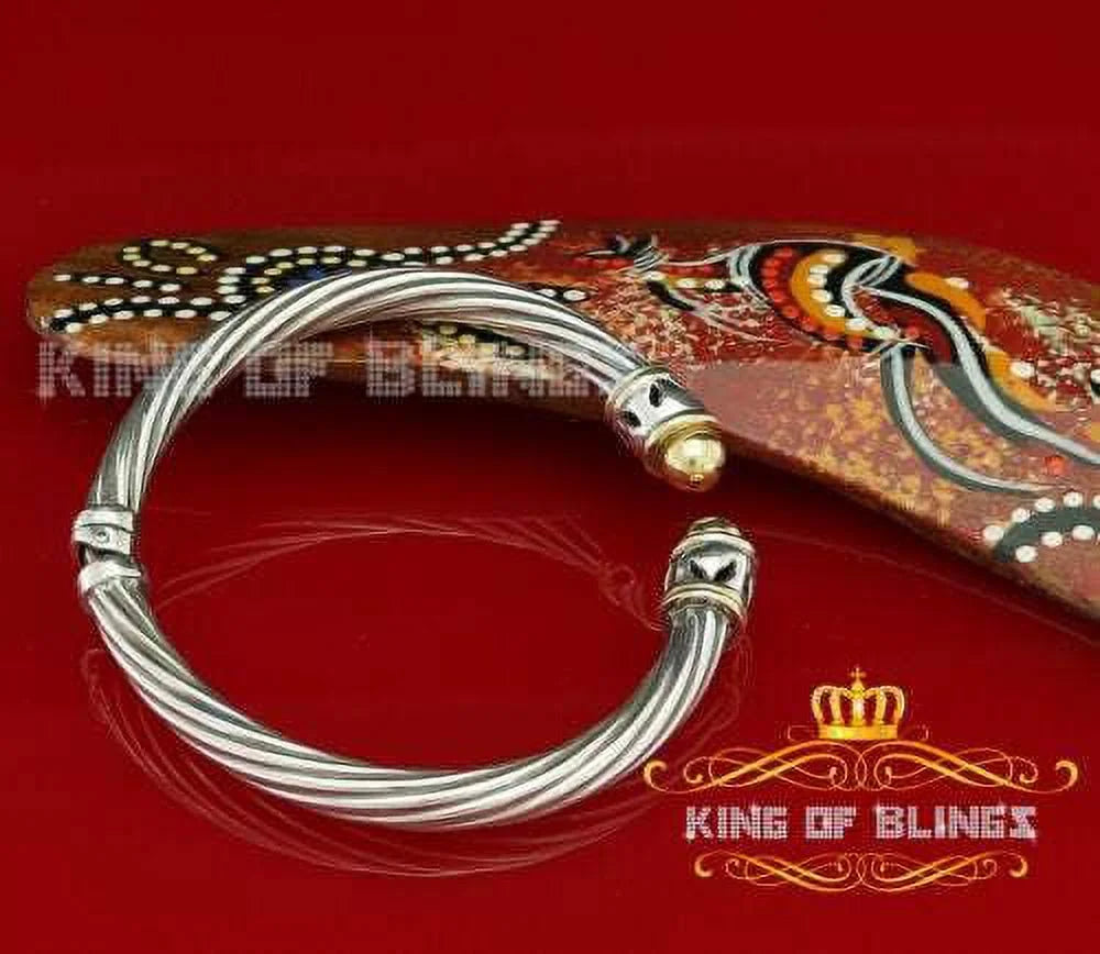 Cubic Stones for Of Zirconia Bangle Men/Womens Silver Inch King 7 Bling's Fashion Round