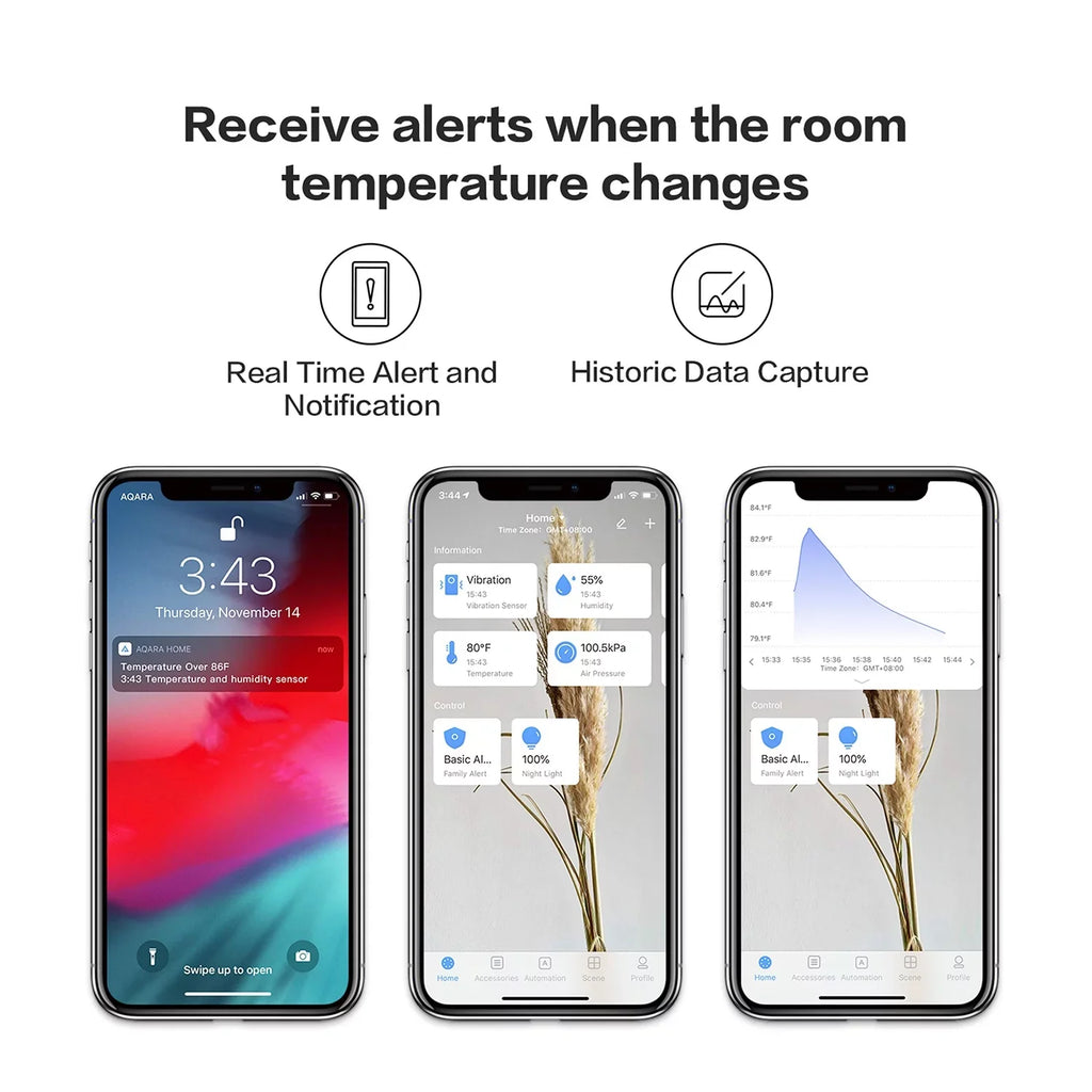 AQARA for Humidity Compatible Smart REQUIRES Temperature HUB Remote and Sensor Apple HomeKit Monitoring with Aqara Home Sensor Automation