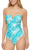 Klein US Bandeau V-Notch WATERS 18 Swimsuit, TROPICAL One-Piece Calvin Printed