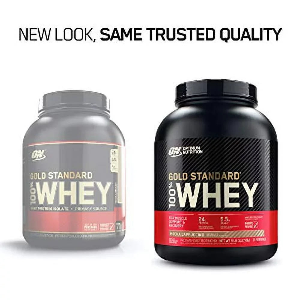Optimum 80 Pound 100% Whey, , Protein Mocha 5 May Standard Gold Powder(Packaging Vary), Nutrition Oz Cappuccino,