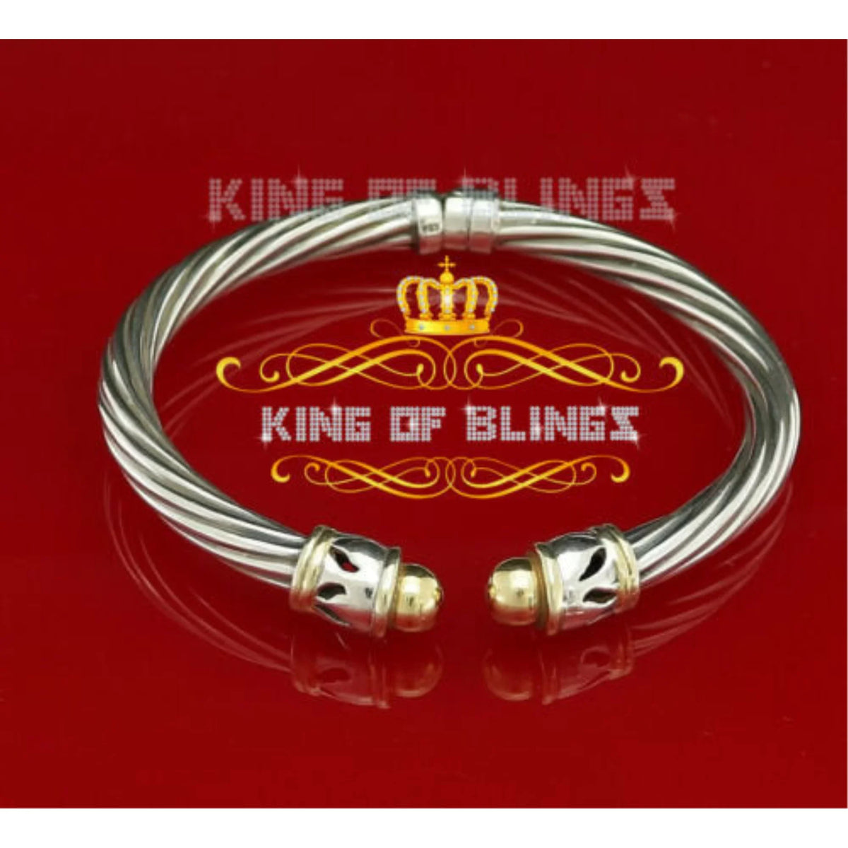Cubic Stones for Of Zirconia Bangle Men/Womens Silver Inch King 7 Bling's Fashion Round