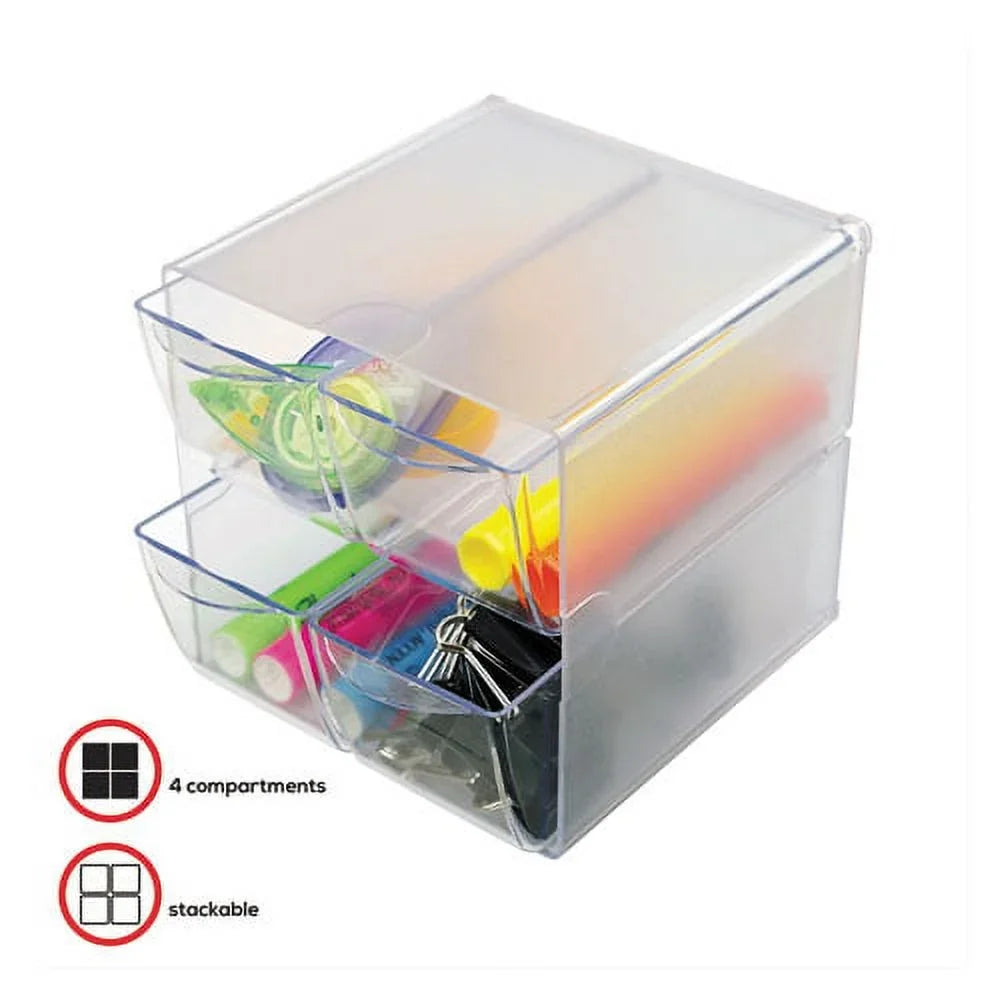 6, x Clear Drawers, Organizer, Order Each Cube Compartments, 6 4 Plastic, | 7.2 deflecto Stackable x 4 of 1