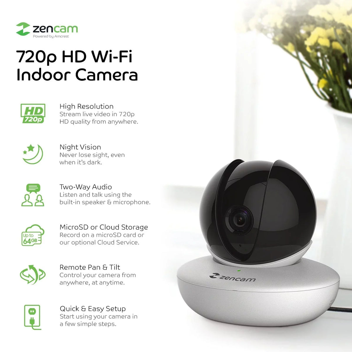 (4PACK-M1W) Monitor WiFi Talk Pet, Nanny with Baby Camera, Surveillance Indoor 720P Tilt Security Wireless IP Zencam Home Dome Home, Cam, Zoom Cloud 4-Pack Two-Way Pan Camera, for System White