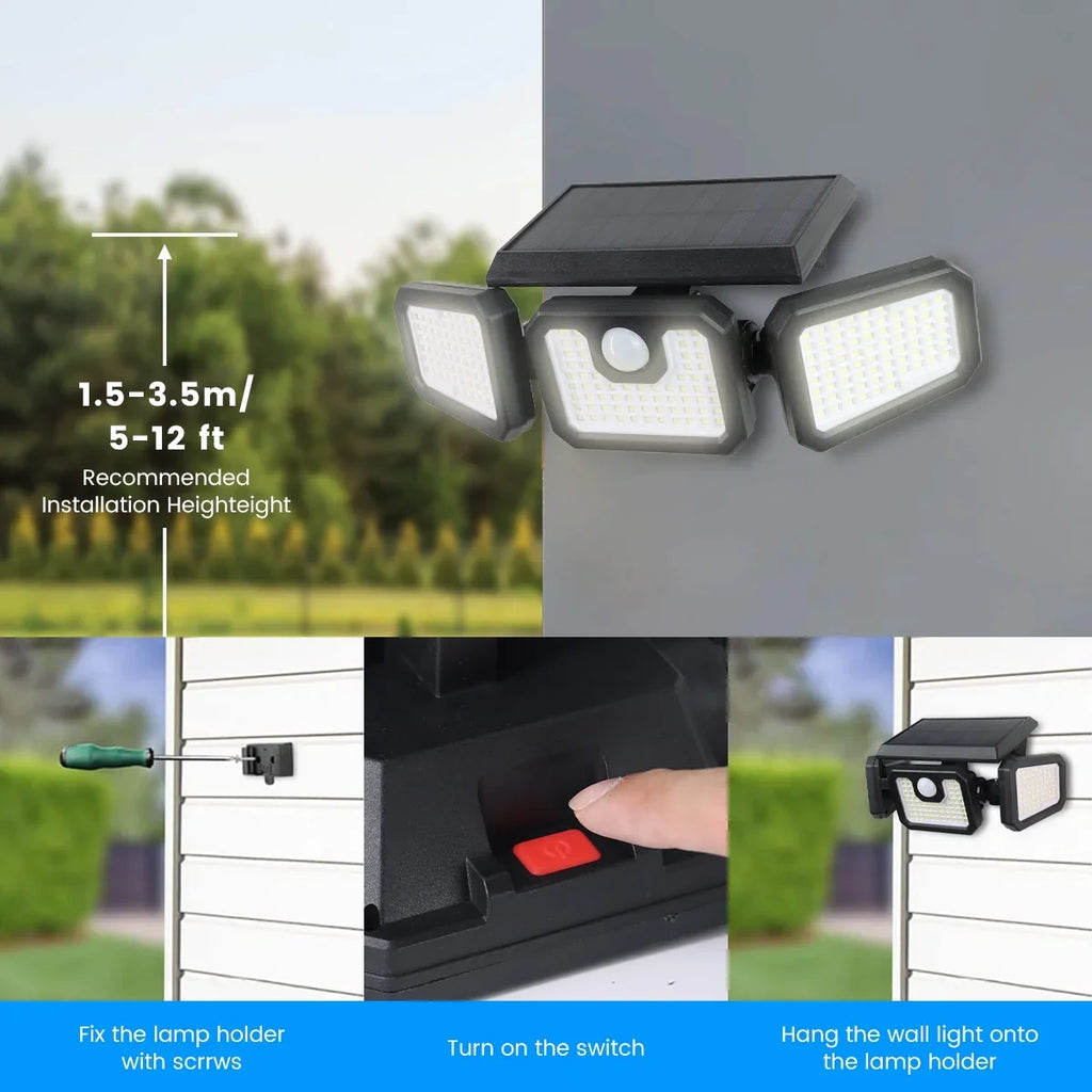 Motion Garage - Outdoor Waterproof 2500LM Lights Solar Remote Heads 3 Yard Yyton Flood Outside Sensor Packs) for Lights Lights 210LED with Security - Control (2