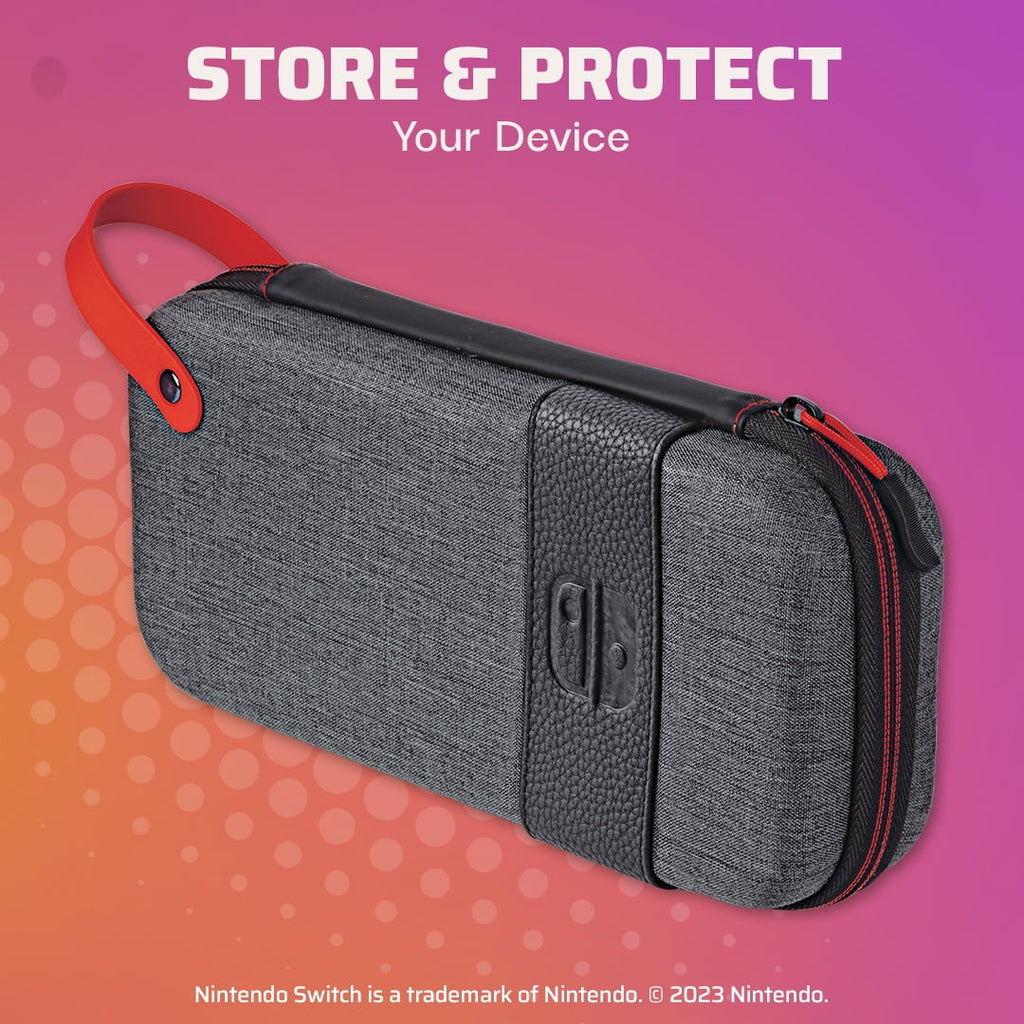 Travel Console Gaming 2-in-1 Stand, Case Removable Edition: Straps Switch Interchangeable Nintendo PDP with - Elite Pull-N-Go Built-in & Grey Dividers: