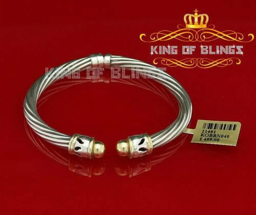 Cubic Stones for Of Zirconia Bangle Men/Womens Silver Inch King 7 Bling's Fashion Round