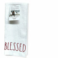 Holiday BLESSED Rae Red Dunn Towels LL 2 Kitchen Set of Christmas lettering White
