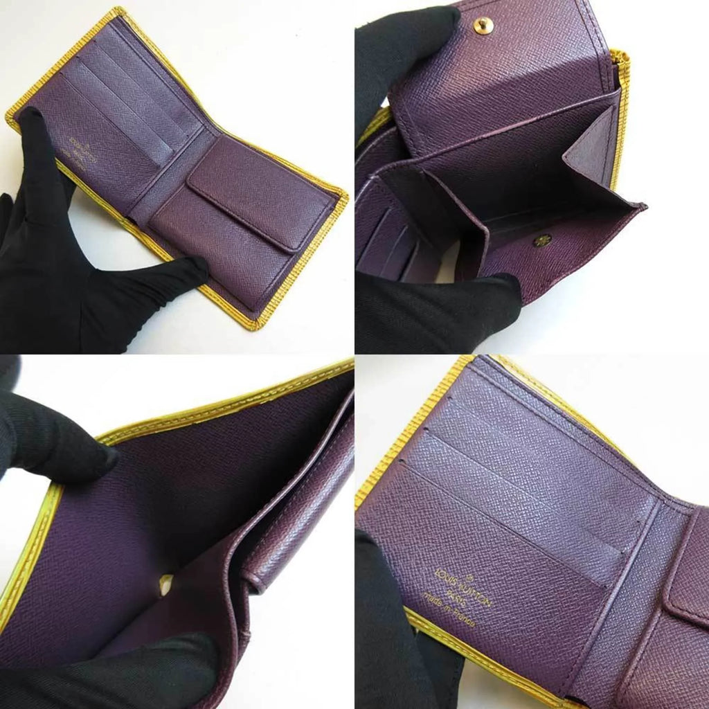 (Good) Vuitton Credit Ladies Folded Wallet M63549 Louis Tassili Mini Cult Epi Pre-Owned Yellow Portobier Square