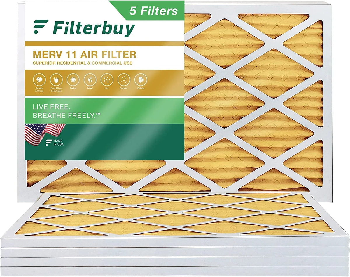 Filterbuy Filters MERV AC Pleated HVAC Air 20x36x1 11 (5-Pack) Furnace