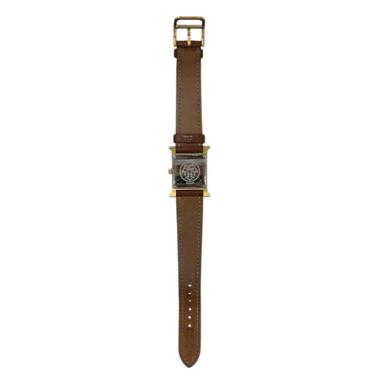 White H Dial: x Gold Ladies Hermes HH1.201 □G Quartz HERMES Brown (Good) Watch Pre-Owned
