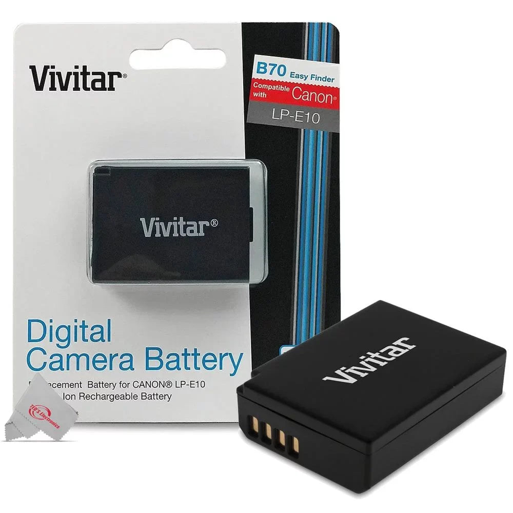 for T100 4000D Charger and 2000D 3000D 3 Replacement Vivitar E10 Canon T6 LP T5 Batteries T7