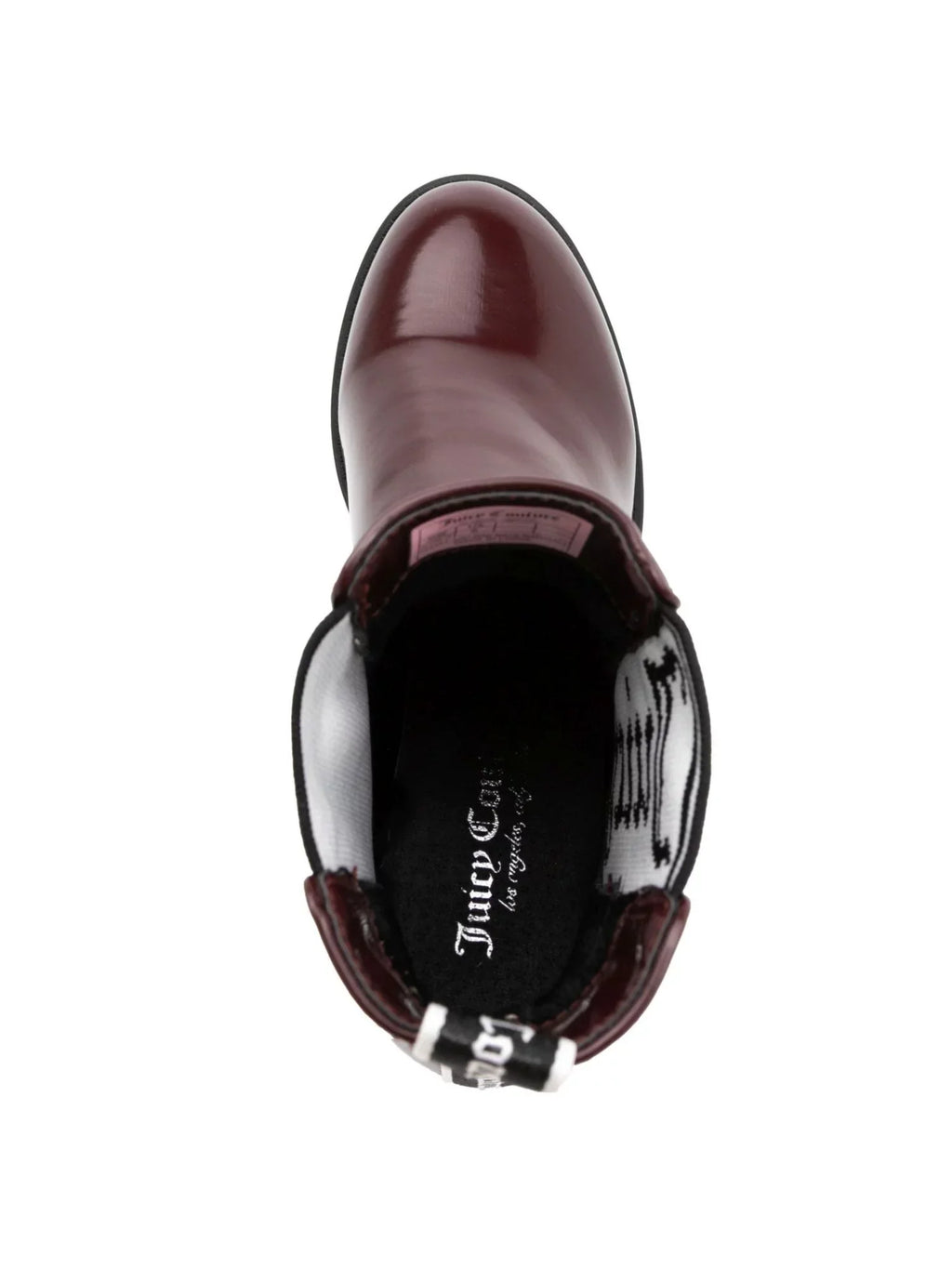 COUTURE 7.5 M Toe Heel Womens Round One-up Burgundy Goring Booties Logo JUICY Block Comfort