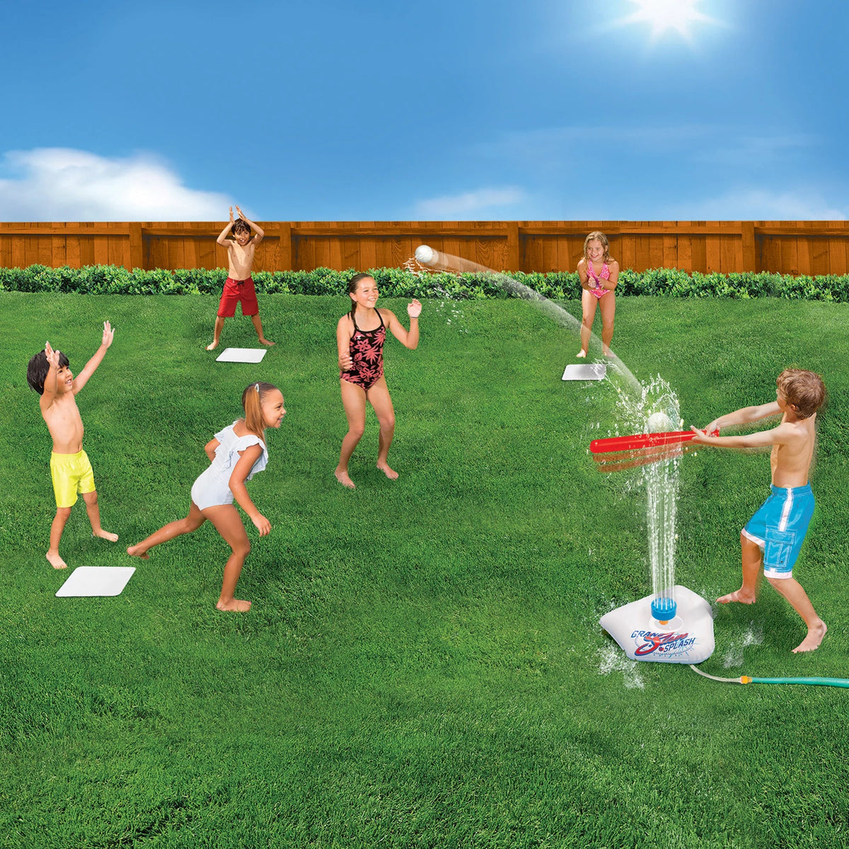 Includes , Bat Sprinkler - Plate Bases, Home Plastic & Tee 3 Game Water Slam Splash Batting Practice, Plastic Backyard & + Baseball Ages Kids Balls + Banzai Sports 2 & -