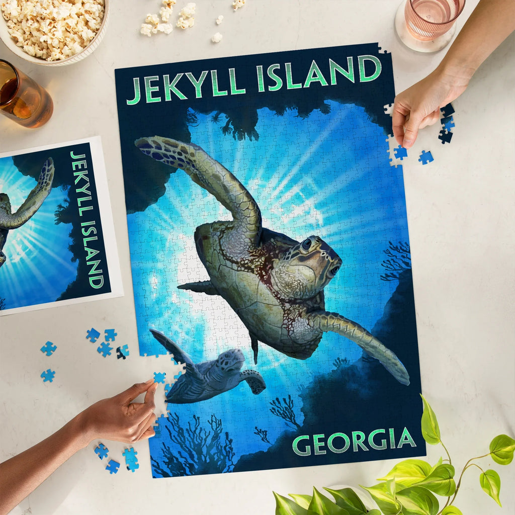 Lantern Georgia, Jekyll Diving 1000 Piece Puzzle, Turtle Jigsaw Press Island, Sea