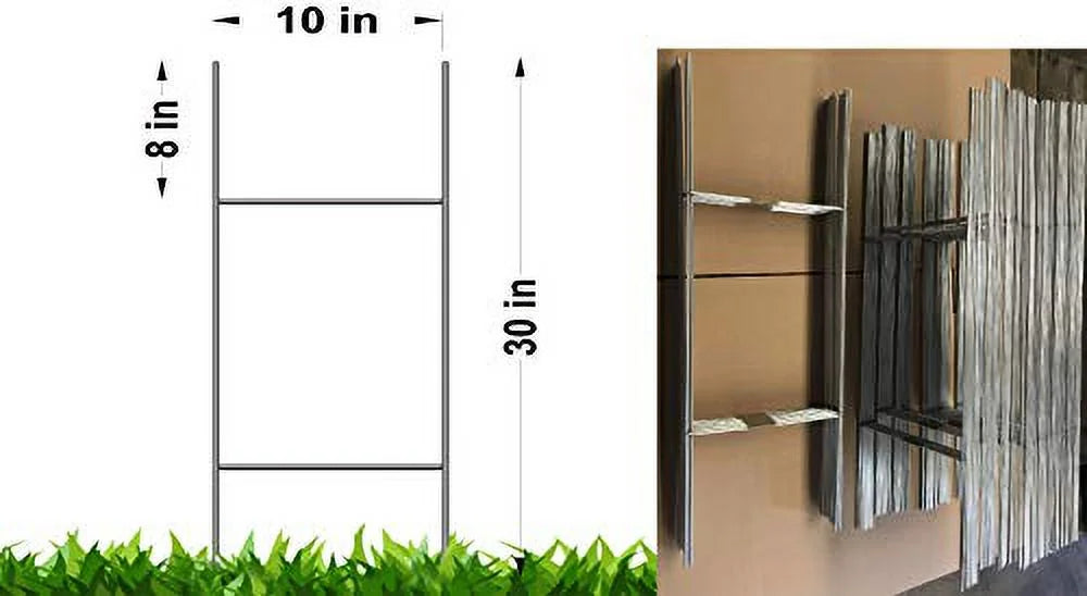 Use or Duty 50 10'' inch Stake Stake Wide, 30 x10 Pcs with Stake Signs, Double - Sign 5mm H-Frame - Heavy of 50 4mm (Pkg50StaKe30'') Wire Signs Stakes Tall Pack Corrugated 30'' Yard Metal