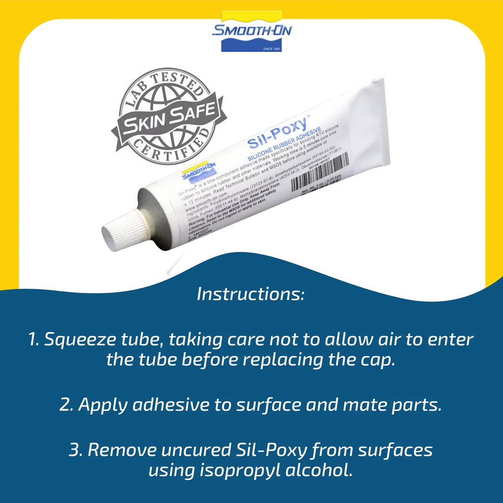 '- 3 - Rubber Tube Silicone SIL-Poxy Ounce Adhesive