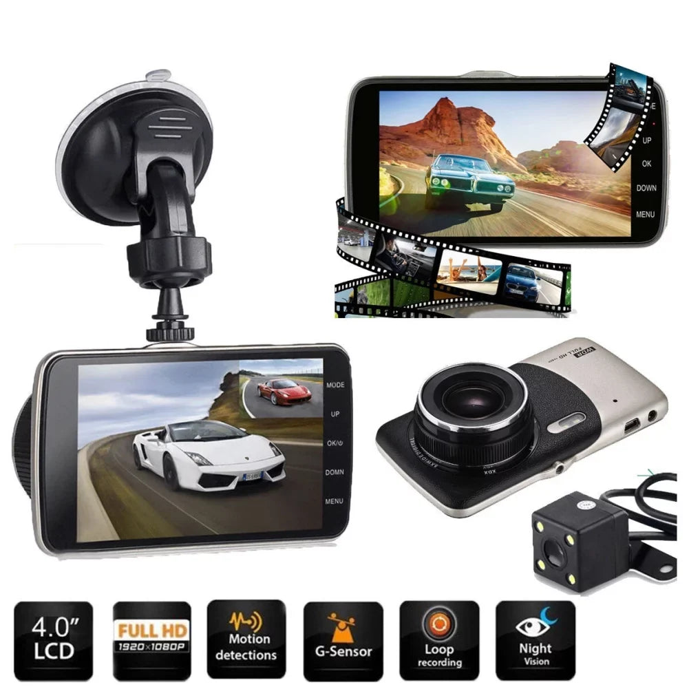 vision view recorder inch recording HD Driving dual car 1080P 3.6 video night DVR rear recorder