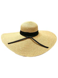 Hat Wide Natural Floppy With Band Hat Black Ribbon Brim