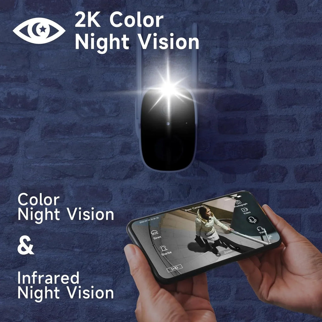 (up Security, Audio, Cloud/SD Cameras Spotlight 2-Way Detection - Color Night Vision with 4Pack 256G) 2K Wireless QHD Home WiFi Alarm Siren Camera to Wireless Motion AI Security Outdoor Cameras for