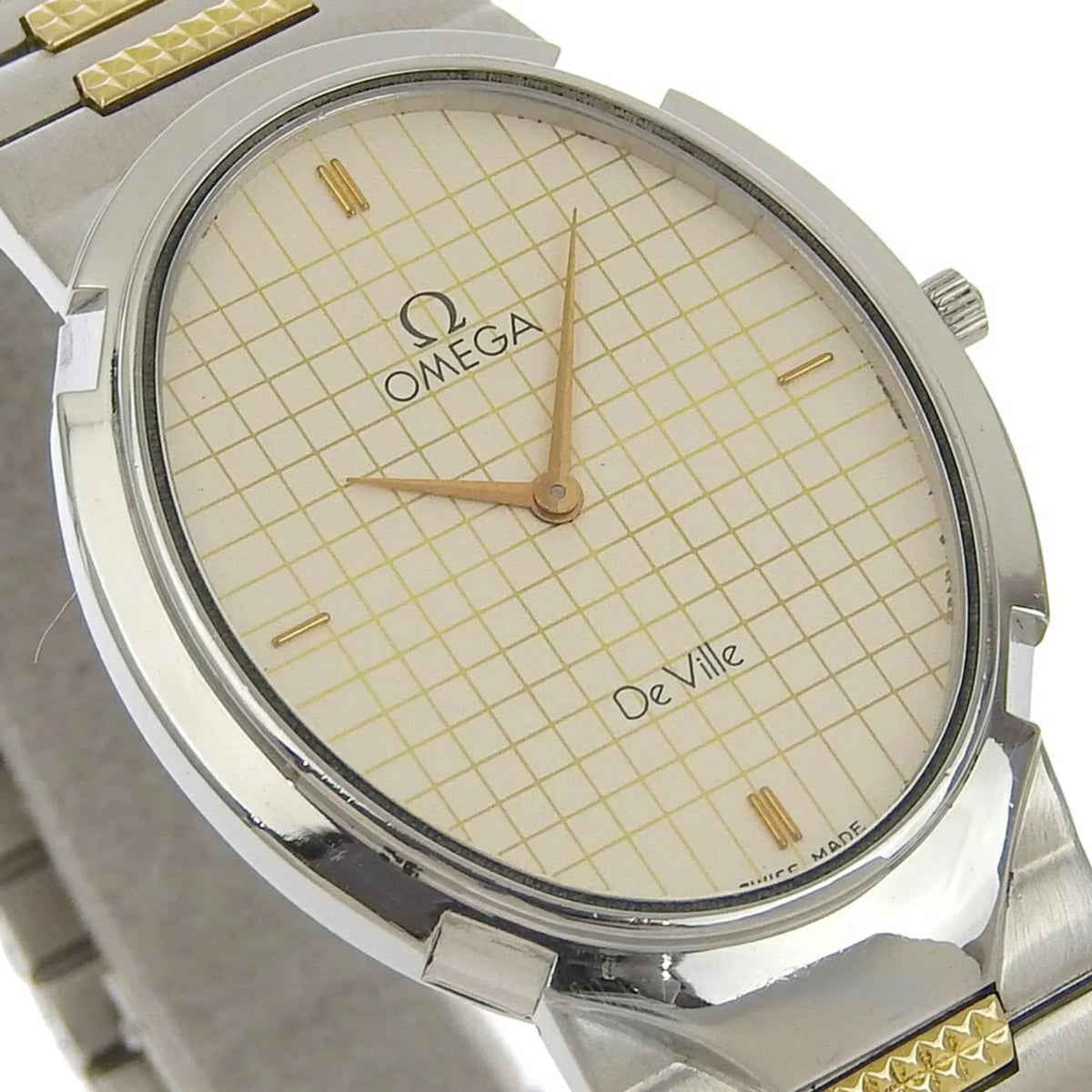 Pre-Owned Quartz Ville Omega (Fair) Silver/Gold De OMEGA Watch Steel Stainless Swiss Dial Boys Silver Made