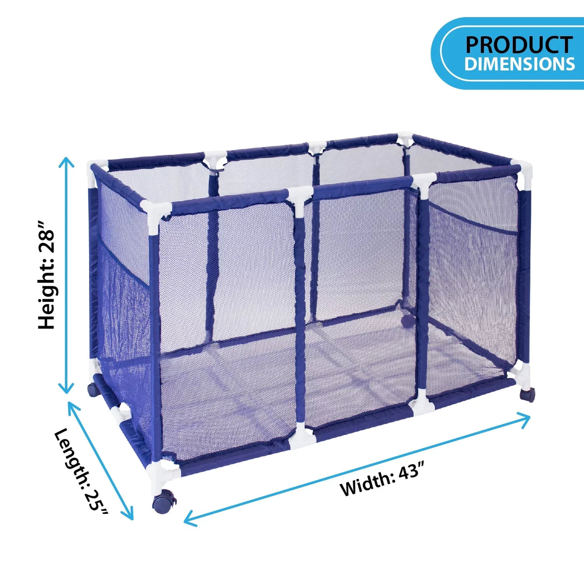 Balls 25" Kids Organizer L Floats Blue 563009 Pool / 28" Toys, and Rolling Equipment H), Height, Storage Holder, x Mesh Bin, White Large, Style Noodles W (43" x