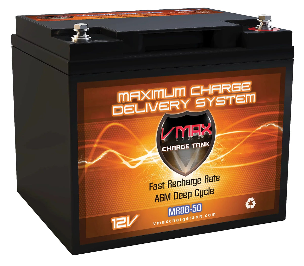 Vmaxtanks Outsunny Boat AGM 50lb Battery Trolling 12V Fishing MR86-50 for Thrust 50AH 12V Electric Motor