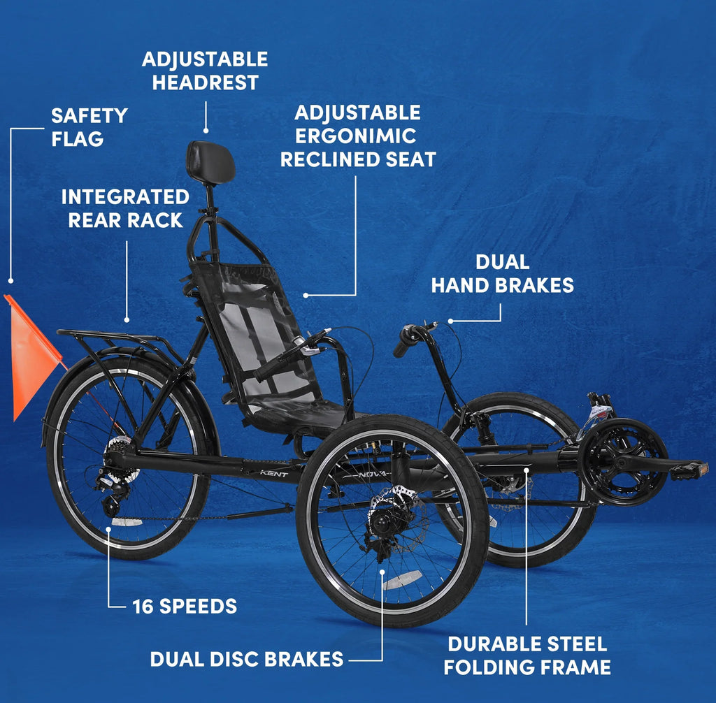 Bike, Bicycles Nova Black Unisex 24-inch Recumbent Kent