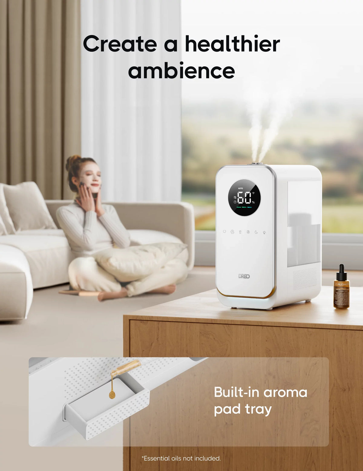 Humidifier, Humidistat, 5L Control, LED Dreo Auto Humidifiers, Mode Timer, Display Sleep Top-Fill Quiet Smart App With Mode,