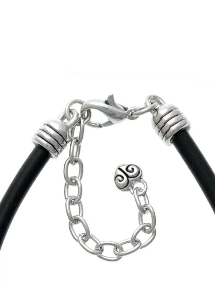 Silvertone Lucky Translucent Teacher Clover Delight Ever Rubber Four Dome Bracelet Black Best Leaf Charm Green Jewelry