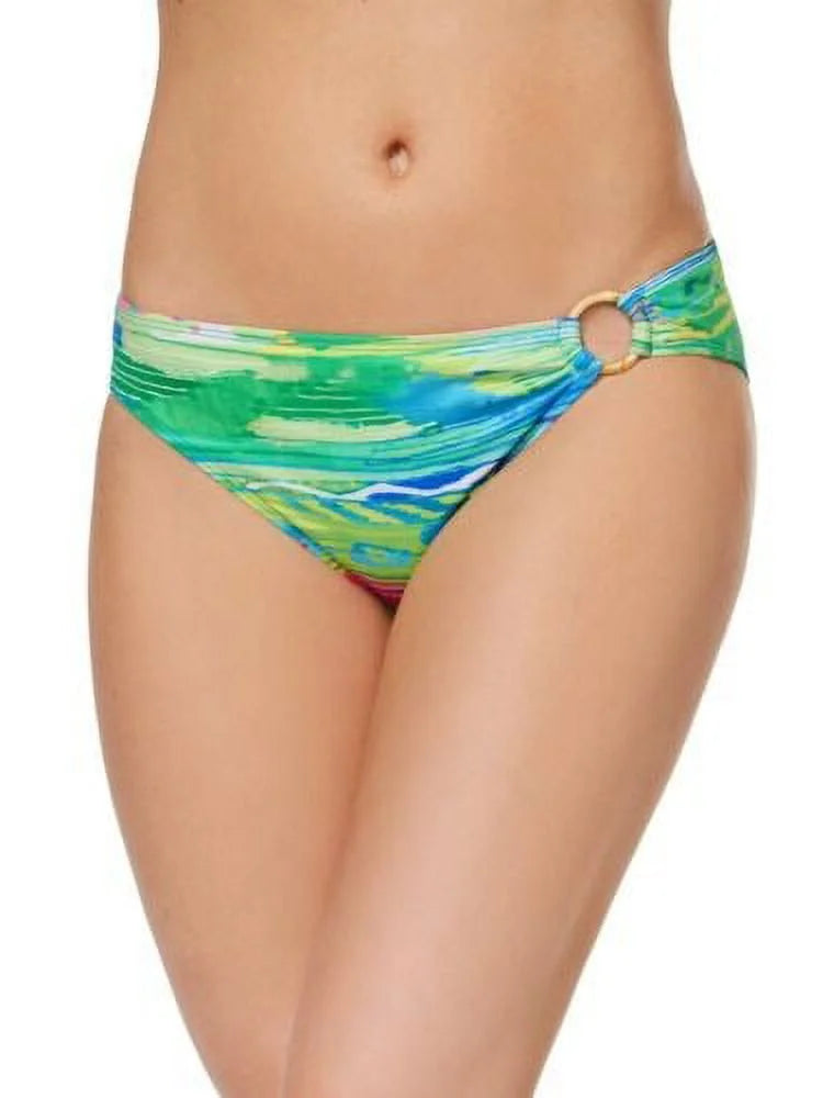 US Ikat Side Hipster Bottom, Bikini Swim Ring 8 Ralph CORAL/MULTI Lauren Print