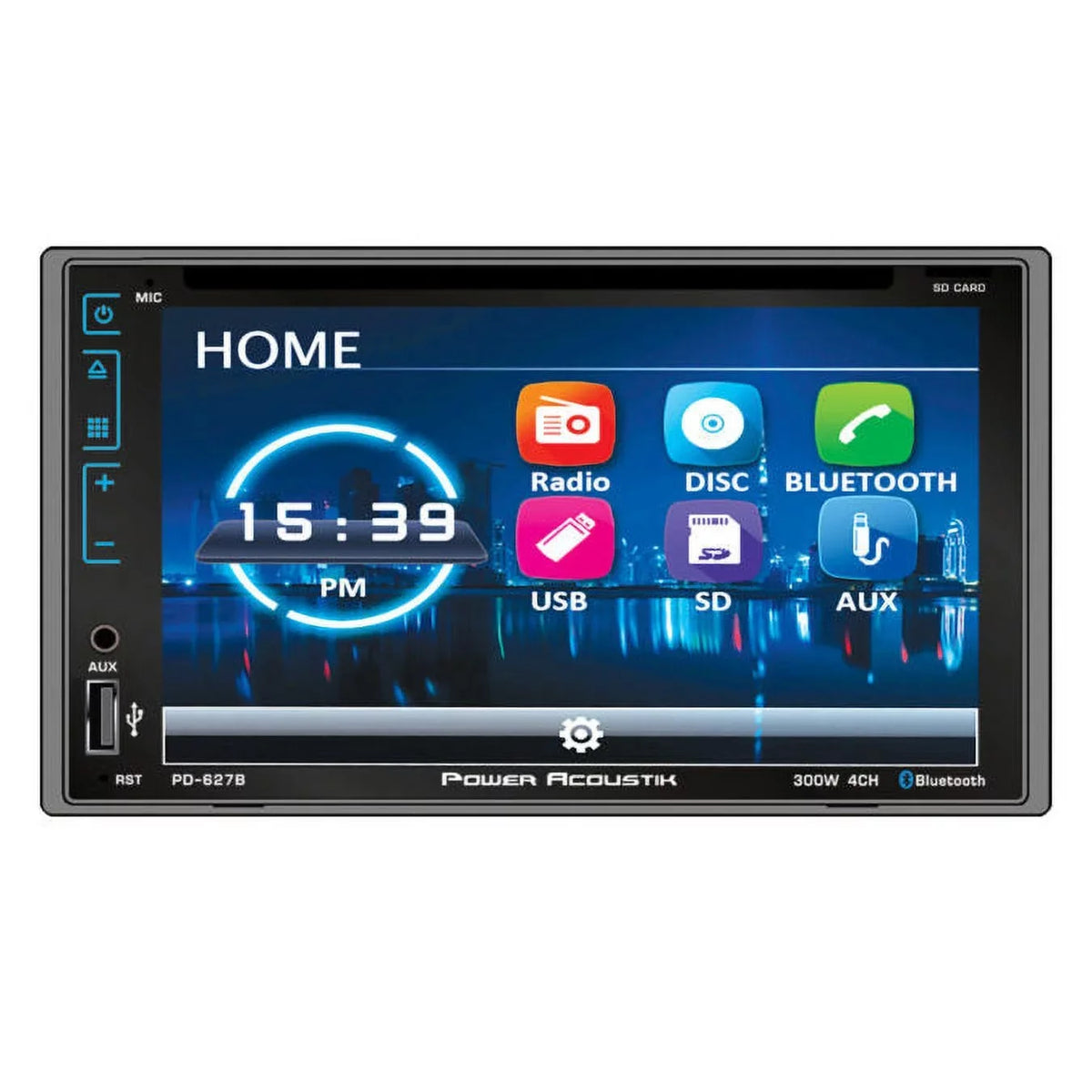 PD-627B Acoustik Player Digital Double DIN Media DVD, Bluetooth w/ Power