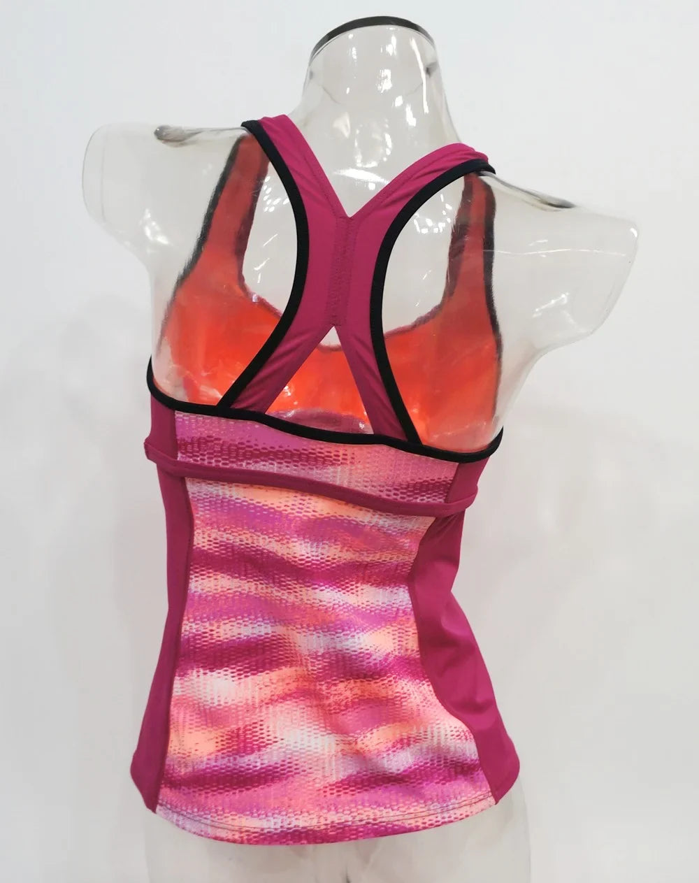 Gleam Hot Ikat Top Women Tankini Swimwear Nike Pink Racerback Sporty Small