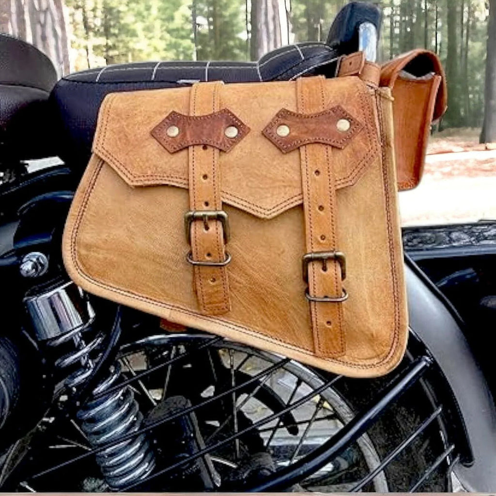 Rustic Saddle Leather Side Bag Brown Bike SAINTSTAG