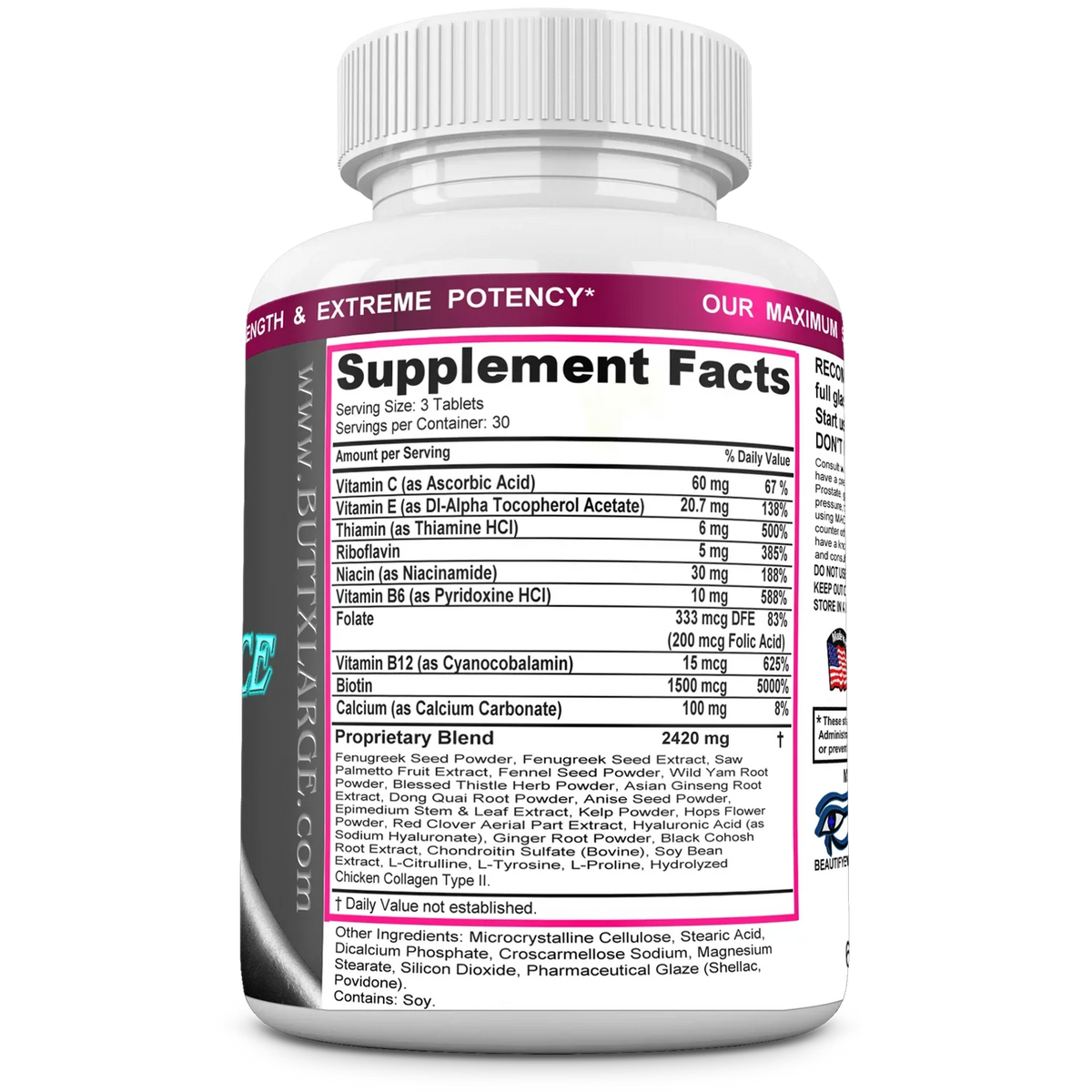 Herbs Vitamins, Amino 90 and Butt Tablets Minerals, Acids. X-L-ADVANCE BUTT Bigger Get Booty Formula. and Buttocks Supplements.